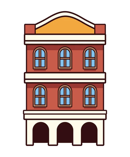 Orangefarbenes Dorfgebäude — Stockvektor