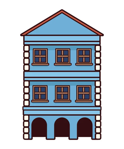 Fachada azul del edificio — Vector de stock