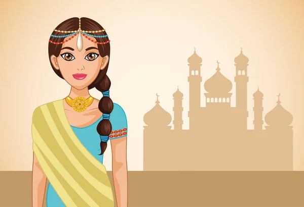 Arab bride and mosque — Stock Vector