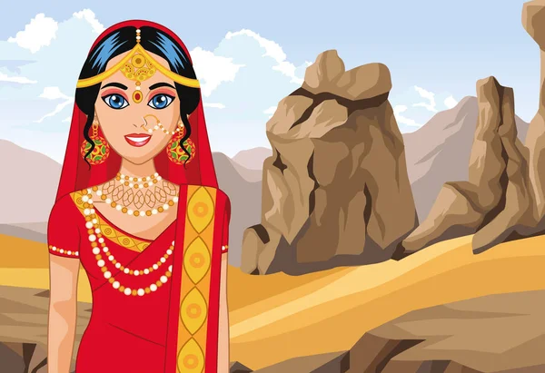 Mariée arabe debout — Image vectorielle