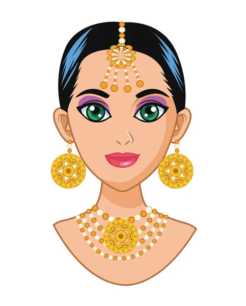 Cute arabic bride head — Stock Vector