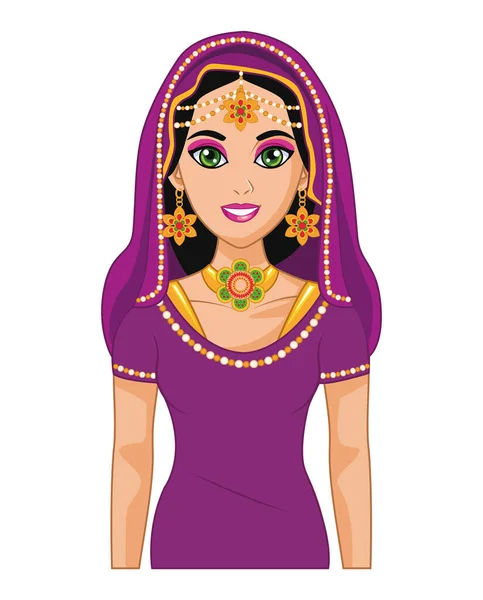 Arabic bride purple dress — Stock Vector