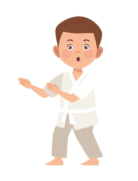 Niño practicando karate — Vector de stock