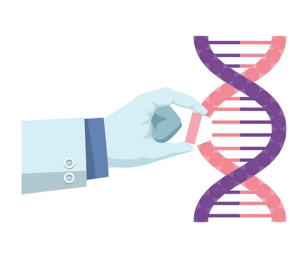 Mano científica con el ADN — Vector de stock