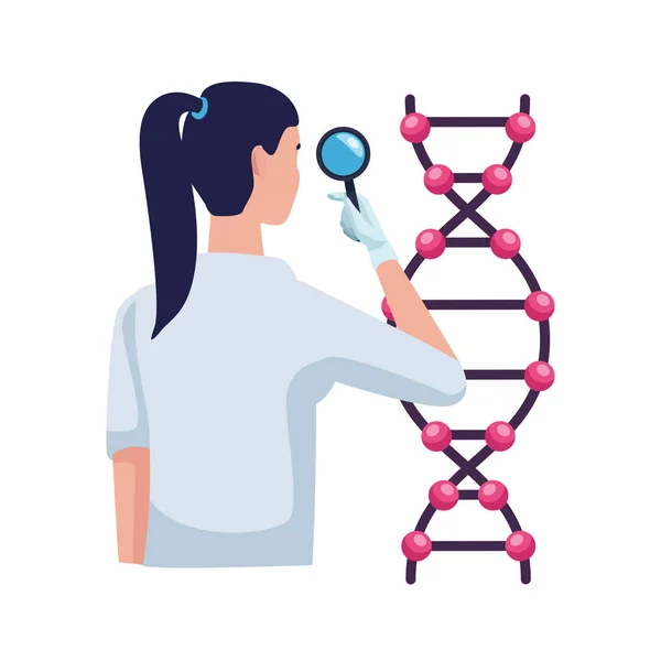 搜寻DNA的女科学家 — 图库矢量图片