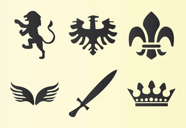 Six emblems silhouettes — Stock Vector