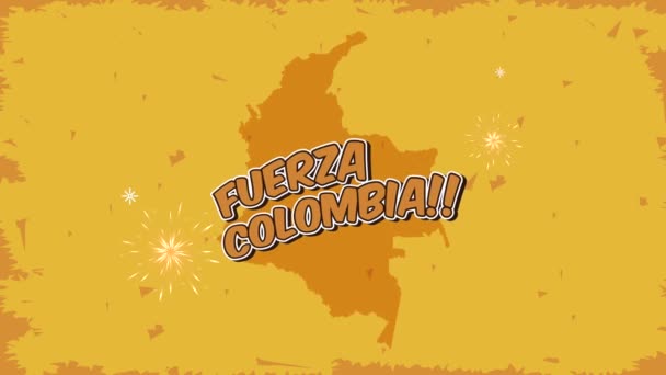 Fuerza colômbia letras no mapa — Vídeo de Stock