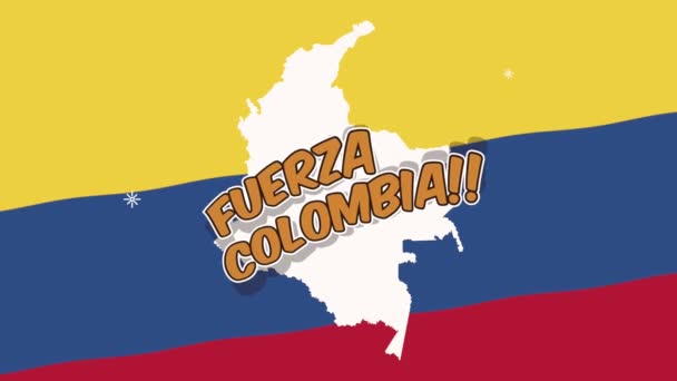 Colômbia mapa silhueta em bandeira — Vídeo de Stock