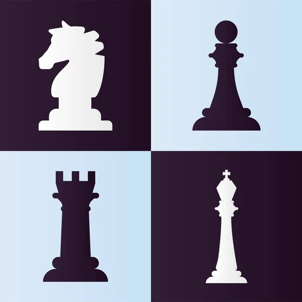 Négy sakkbábu — Stock Vector