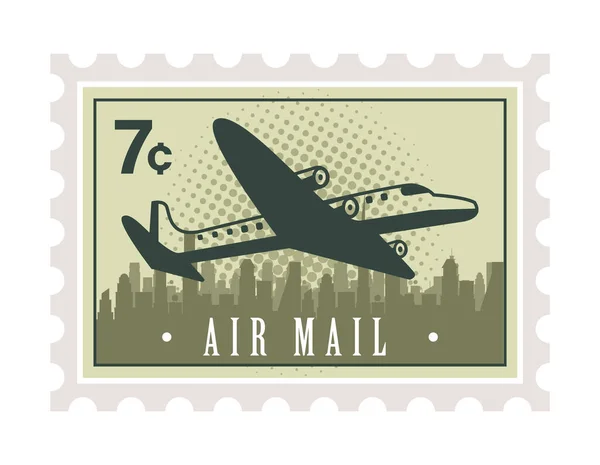Flugzeug-Briefmarke — Stockvektor