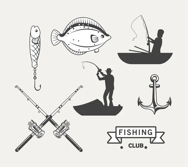 Sept icônes de pêche — Image vectorielle