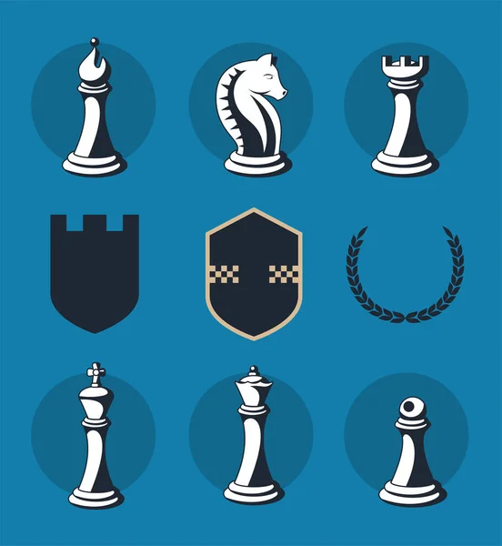 Dokuz satranç öğesi — Stok Vektör