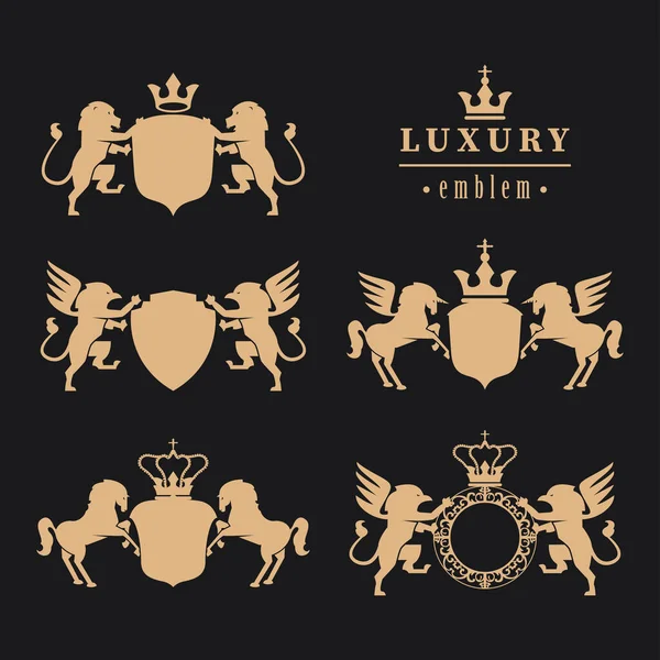 Öt luxus emblémát — Stock Vector