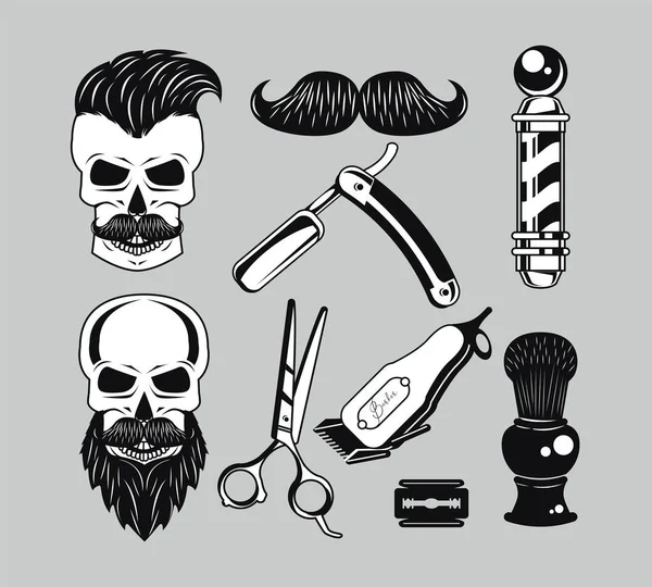 Nove ícones de barbearia — Vetor de Stock