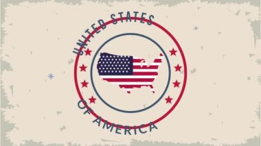 Amerika Birleşik Devletleri Bayrağı Harita Mühürlü Animasyon
