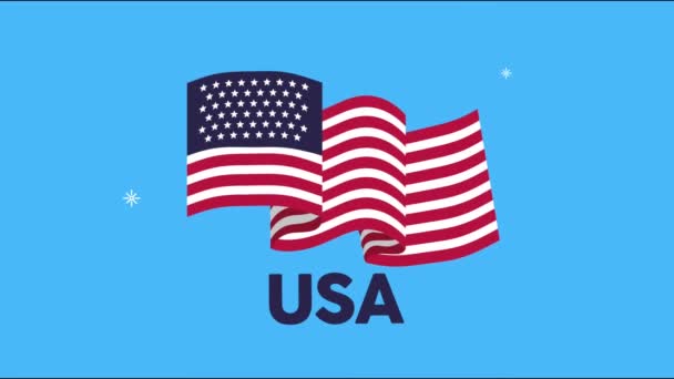 United states of america waving flag animation — Stock Video