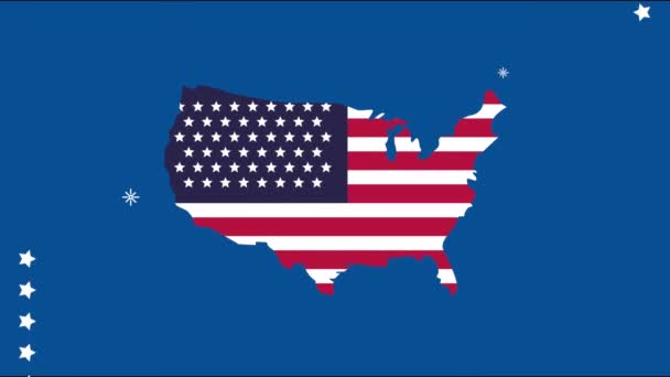 United states of america flag in map animation — Stock Video