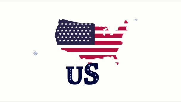 États-Unis d'Amérique drapeau dans la carte et le lettrage — Video