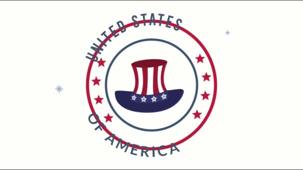 Amerika Birleşik Devletleri Bayrağı Tophat Fok Animasyonu — Stok video