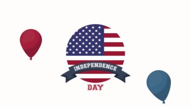 Bayrak ve balonlarla bağımsızlık günü kutlaması. Helyum.