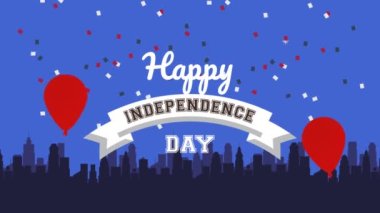 Amerika 'nın bağımsızlık günü harfleri ve balonlar şehirde helyum patlatıyor.