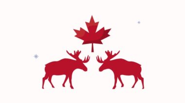 Kanada kutlaması Akçaağaç yaprağı ve geyiklerle