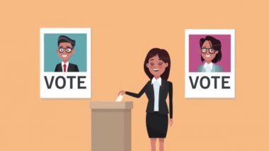 Kadın aday posterlerle konuşuyor