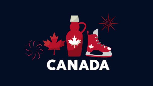 Lettrage canada avec animation icônes — Video