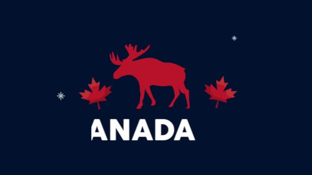 Kanadské písmo s losí siluetou animace — Stock video