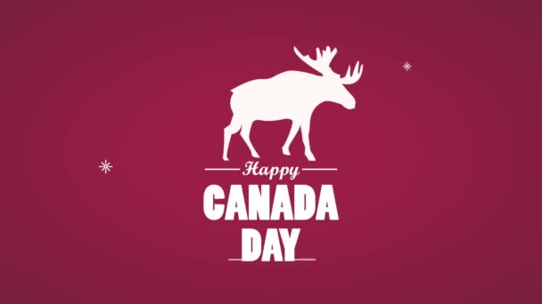 Feliz canada día letras con silueta de alce — Vídeos de Stock