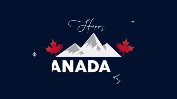 Happy canada day lettering with rocky mountains — Stock Video