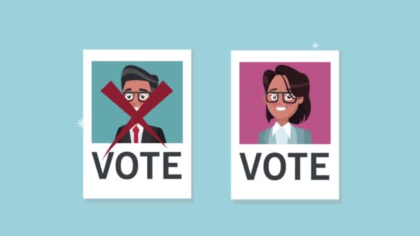 Candidats jour du scrutin affiches personnages — Video