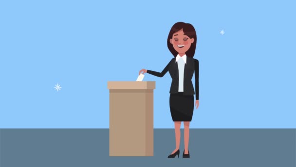 Kandidatin in Podium-Charakteranimation — Stockvideo