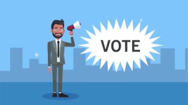 Megafon karakter animasyonlu erkek aday