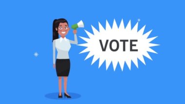 Megafon karakterli kadın aday