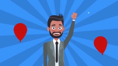 Balonlu erkek aday helyum çizgi karakteri