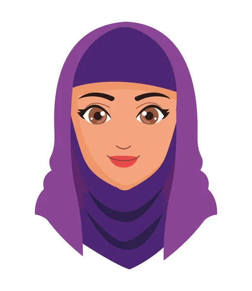Cabeza de mujer musulmana púrpura — Vector de stock