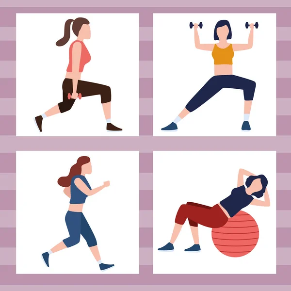 Quatre personnes de fitness — Image vectorielle