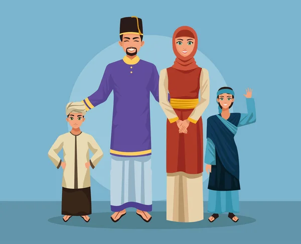 П'ять мусульманських сімей — стоковий вектор