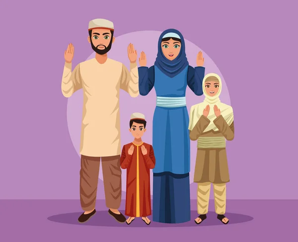 П'ять батьків мусульманської родини — стоковий вектор
