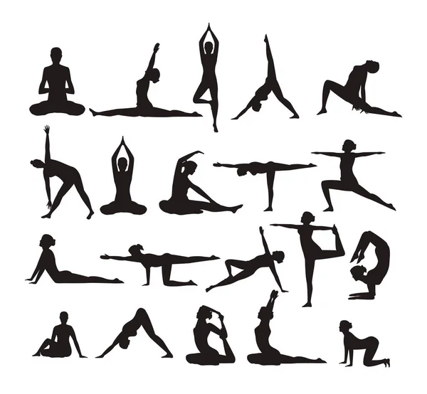 Zwanzig Yoga-Posen — Stockvektor