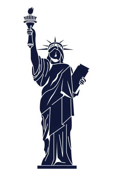 Silhouette della statua della libertà — Vettoriale Stock