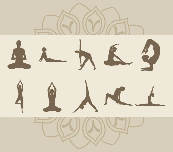 Dez posições de ioga —  Vetores de Stock