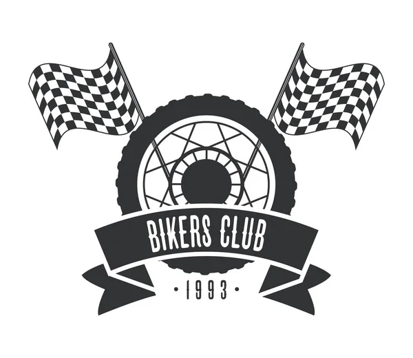 Roda motociclista emblema — Vetor de Stock