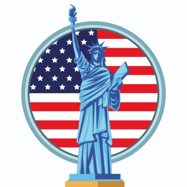 Özgürlük heykeli ve bayrak