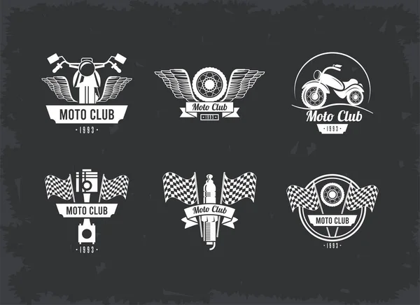 Six biker emblems — Stock Vector
