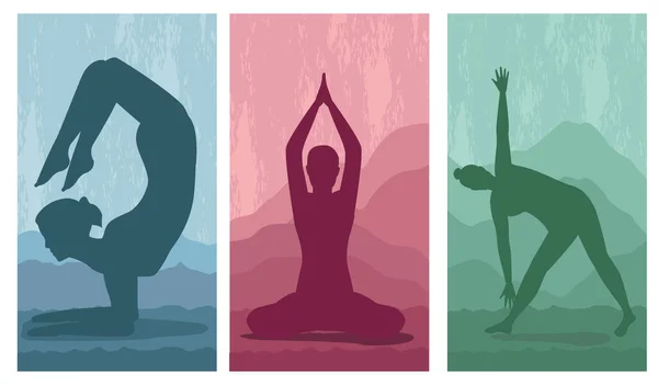 Три позиции йоги — стоковый вектор