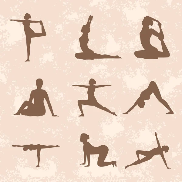Yoga neun Posen — Stockvektor