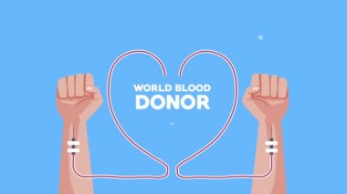 Dünya kan bağışlama gününde el ve kalple yazılmış.