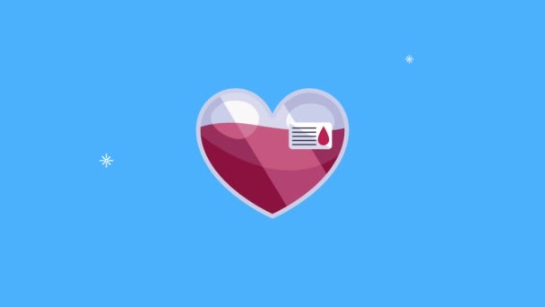 Campaña mundial de donación de sangre con corazón — Vídeos de Stock